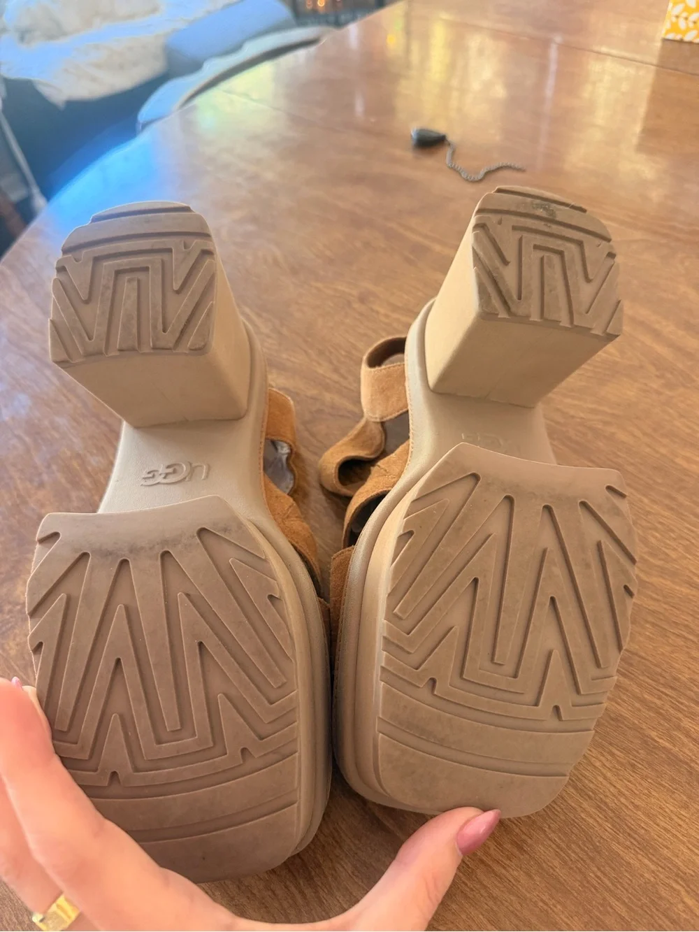 UGG Platform Suede Sandal in Chestnut Brown